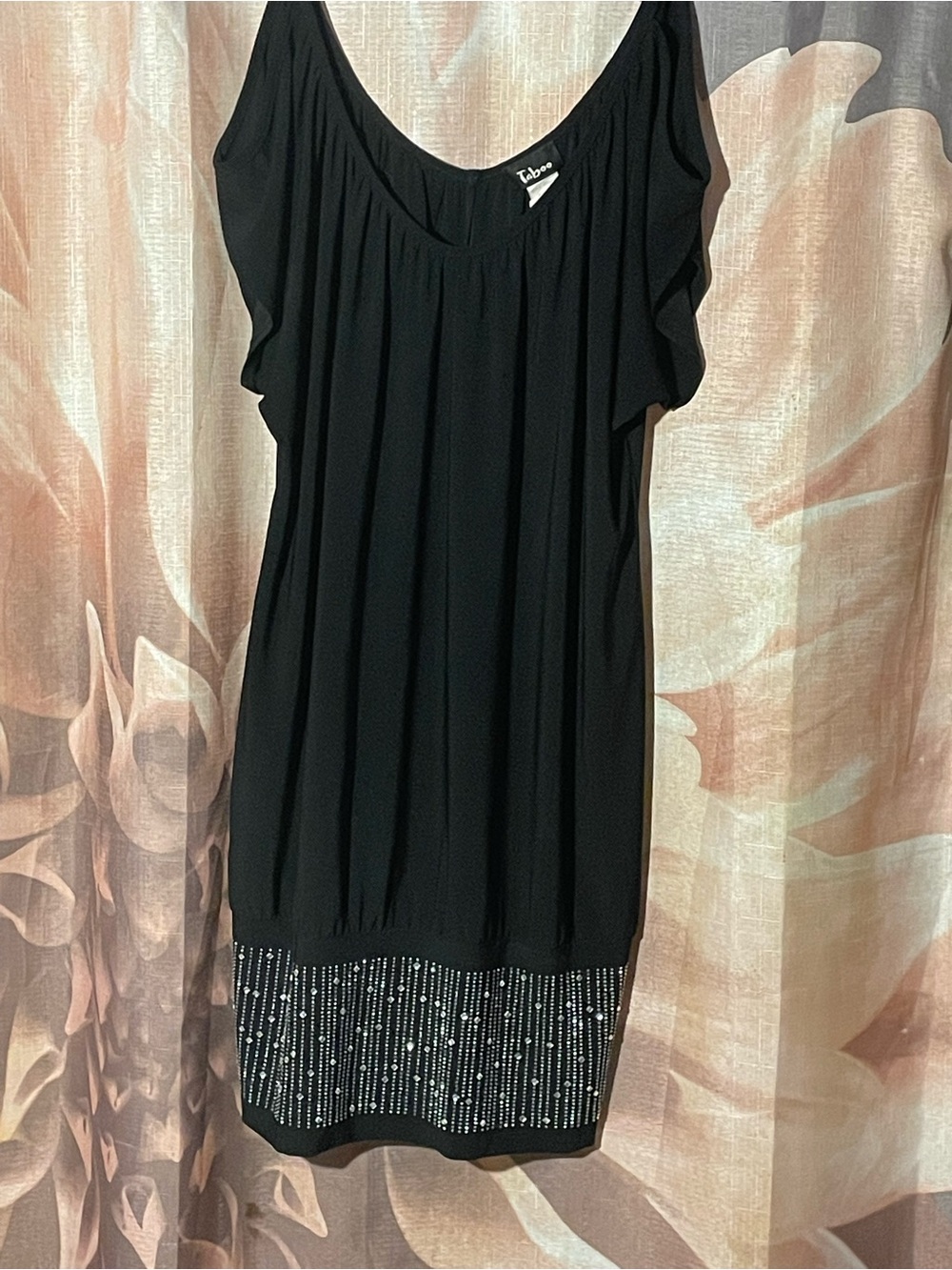 Taboo Black Mini Dress with Beaded Hem